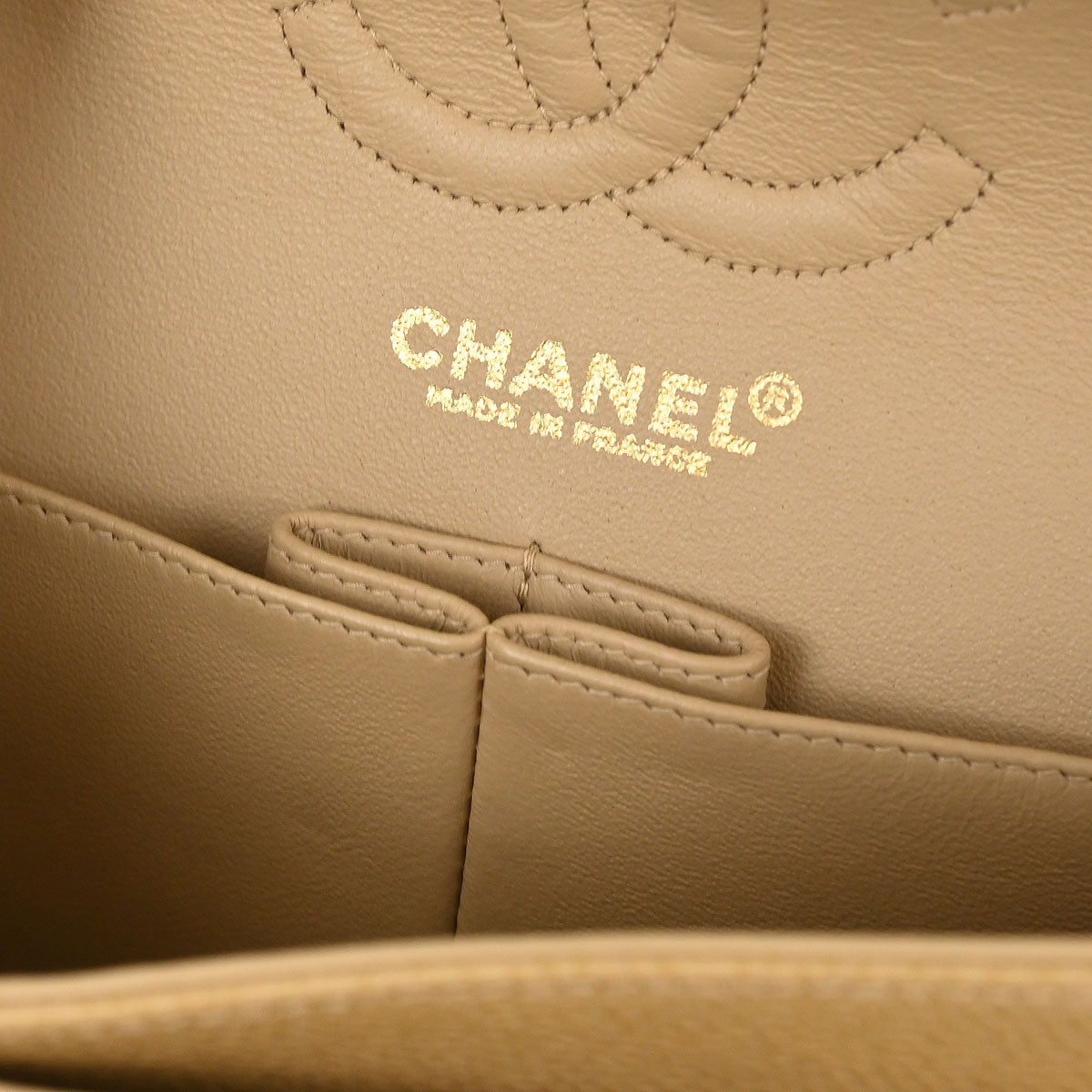 Chanel Beige Caviar Small Classic Double Flap Shoulder Bag