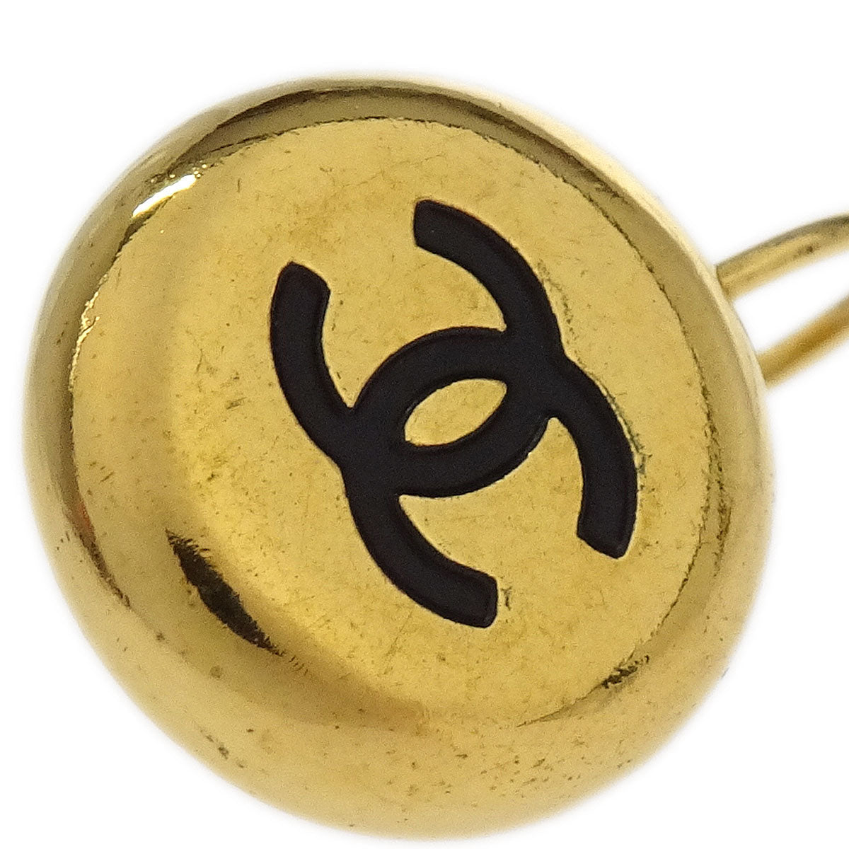Chanel Button Earrings Gold Clip-On 97P