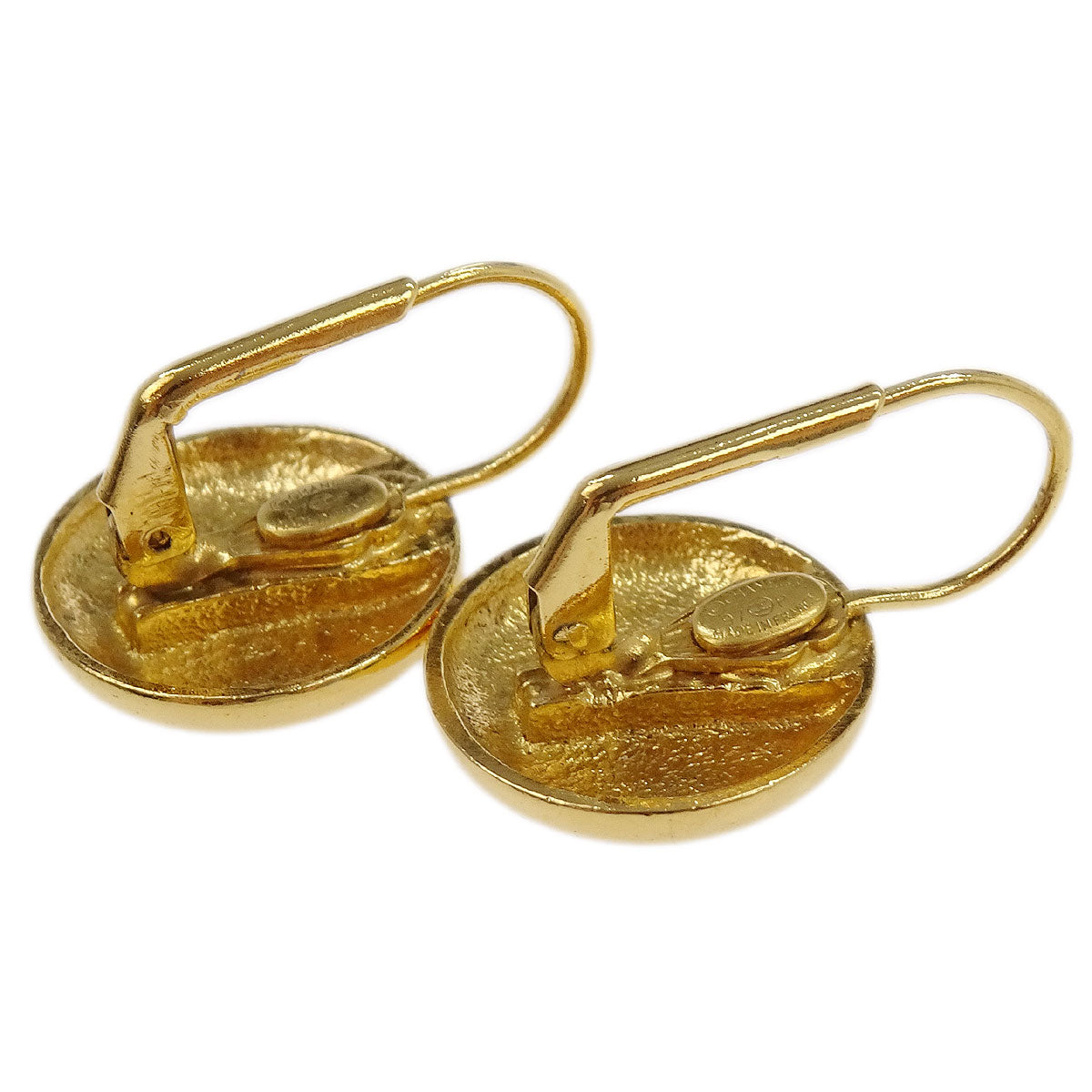 Chanel Button Earrings Gold Clip-On 97P