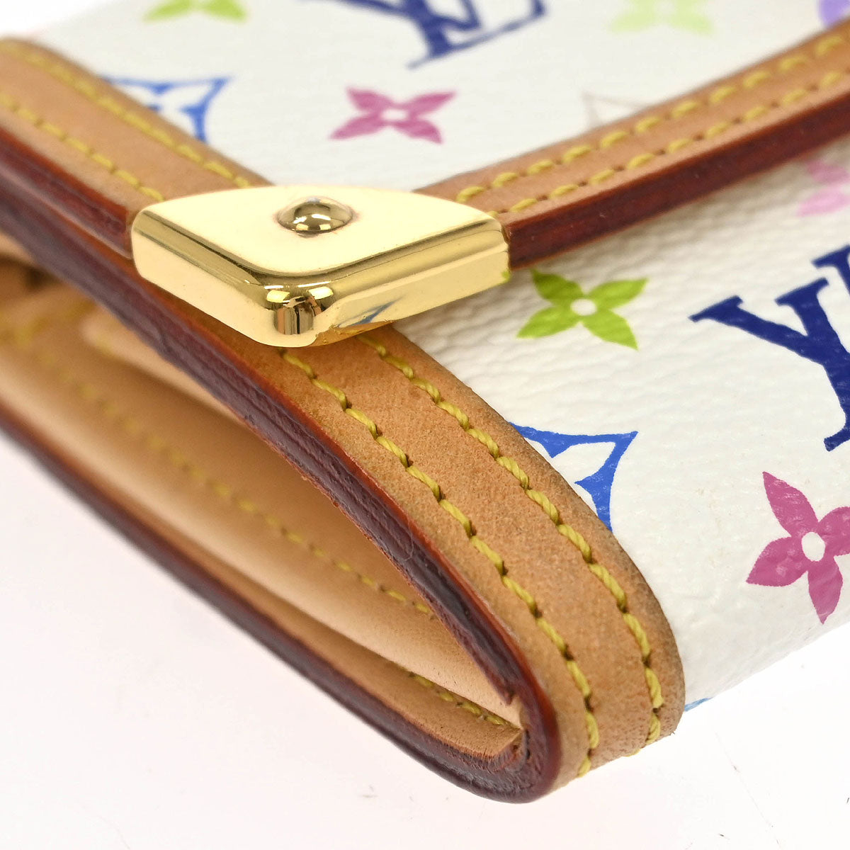 Louis Vuitton White Multicolor Porte Monnaie Plat Wallet M92657