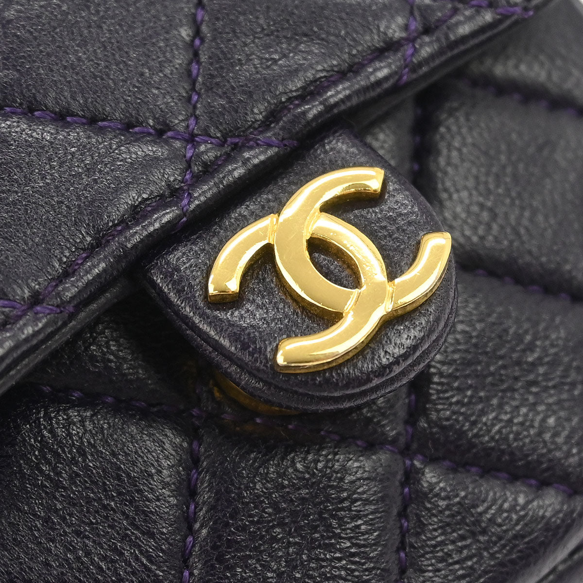 Chanel Purple Lambskin Micro Classic Flap Shoulder Bag Pochette