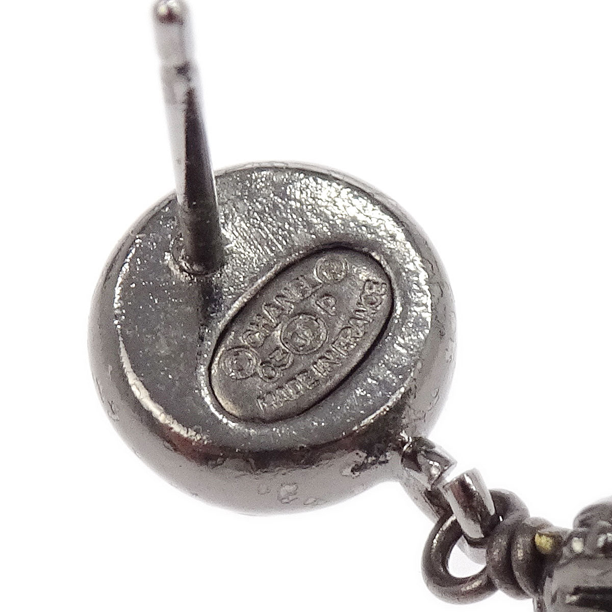 Chanel Costume Pearl Silver Dangle Piercing Earrings 03P