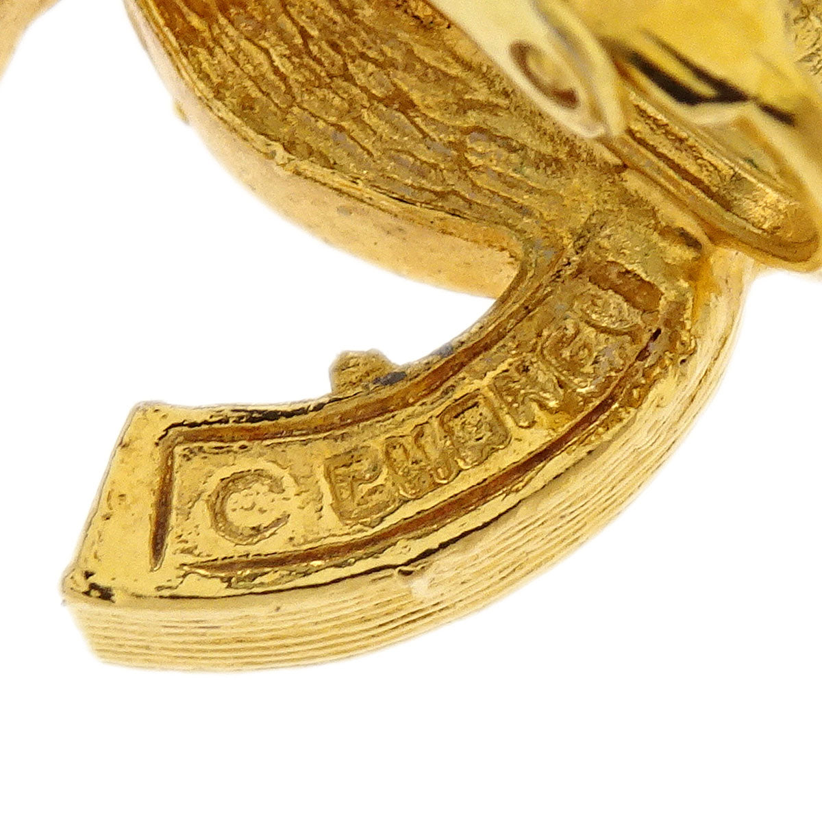 Chanel Gold CC Earrings Clip-On Rhinestone 2084