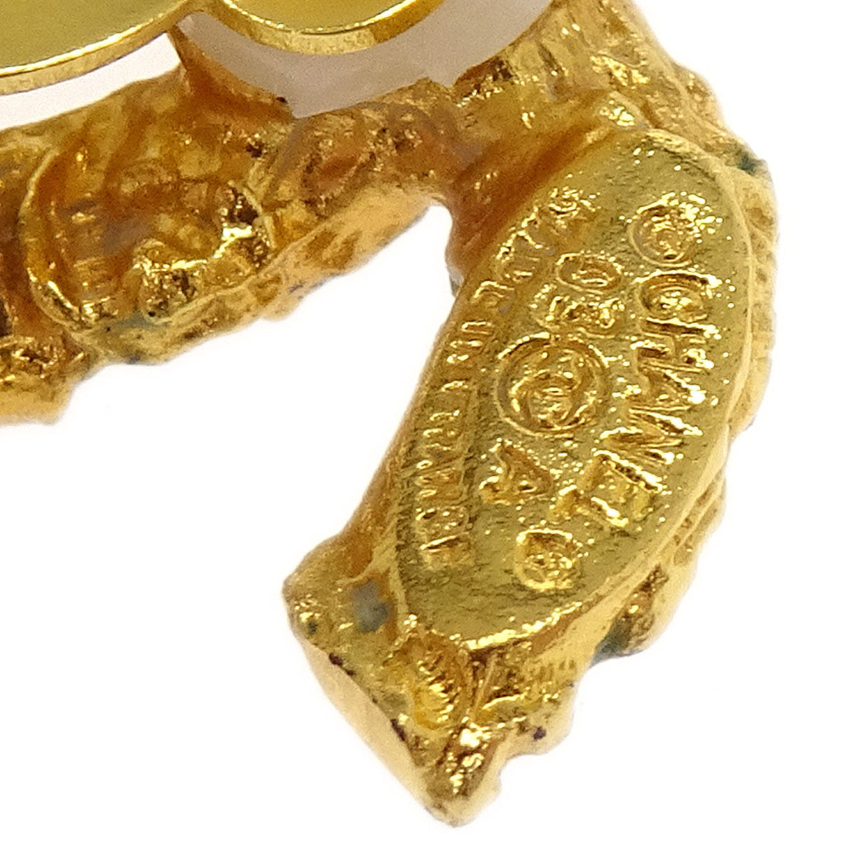 Chanel Fringe Charm CC Dangle Earrings Clip-On Gold 93A
