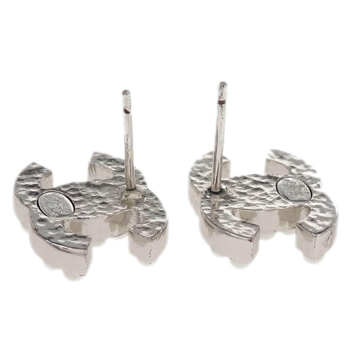 Chanel Piercing Earrings Silver CC Costume Pearl 05V