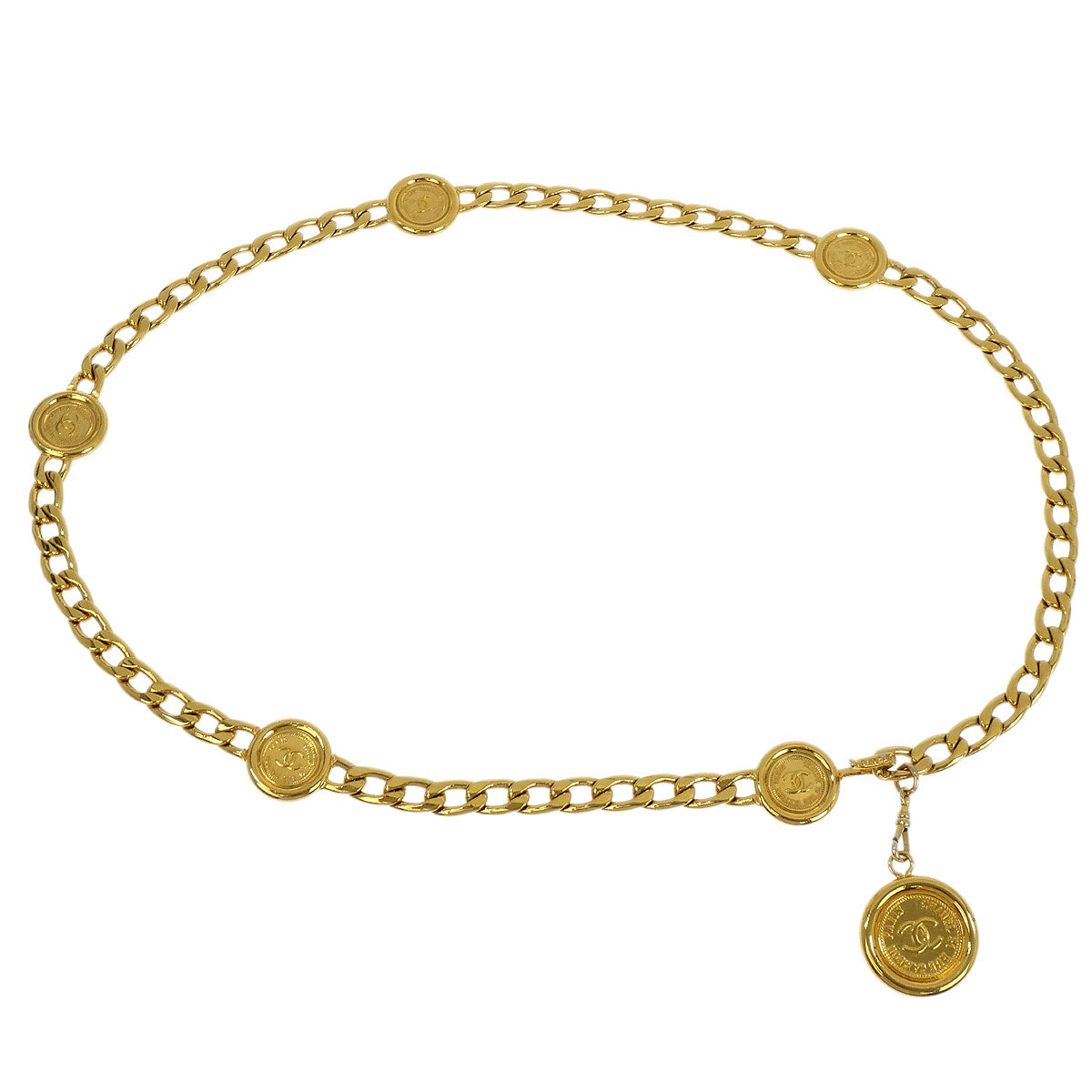 Chanel Chain Belt Medallion Gold Small Good
