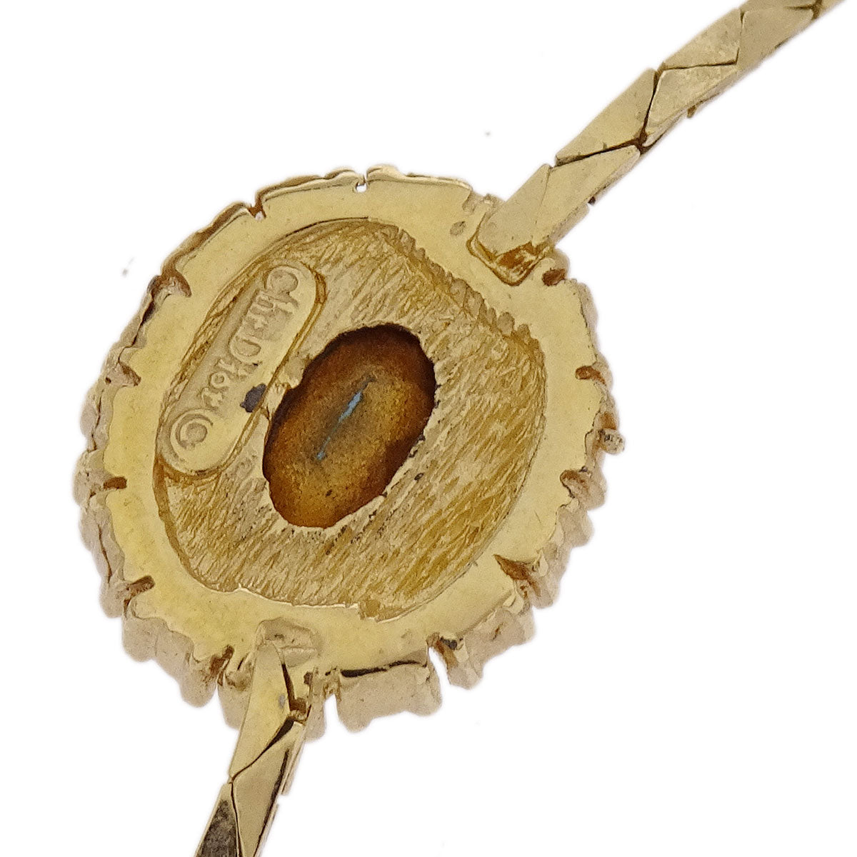 Christian Dior Necklace Pendant Gold Rhinestone