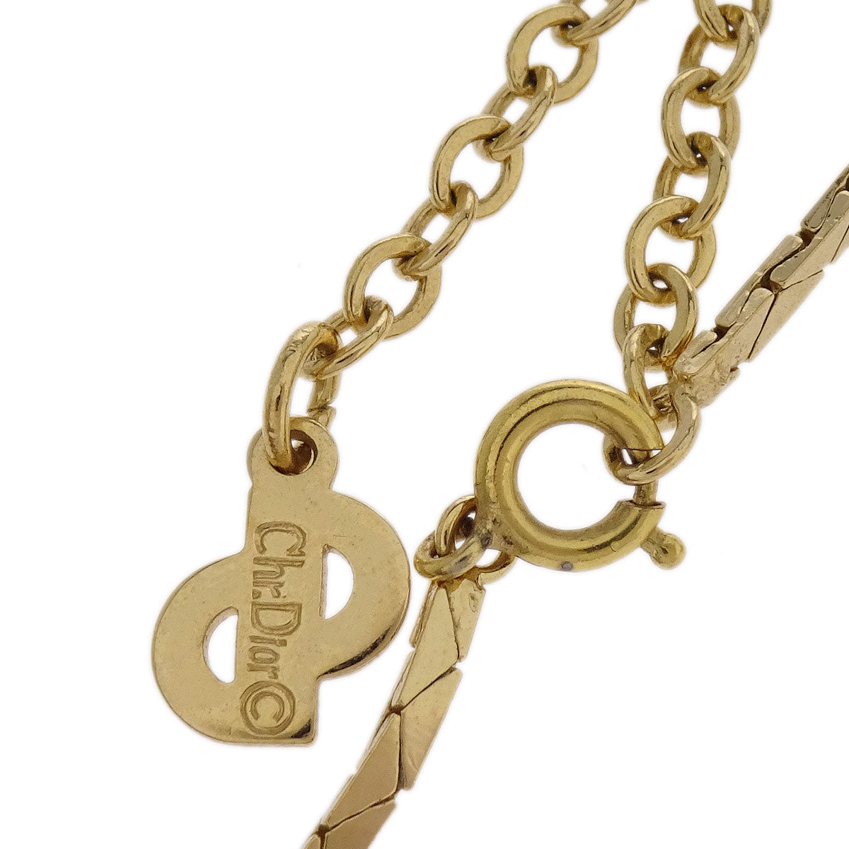 Christian Dior Necklace Pendant Gold Rhinestone