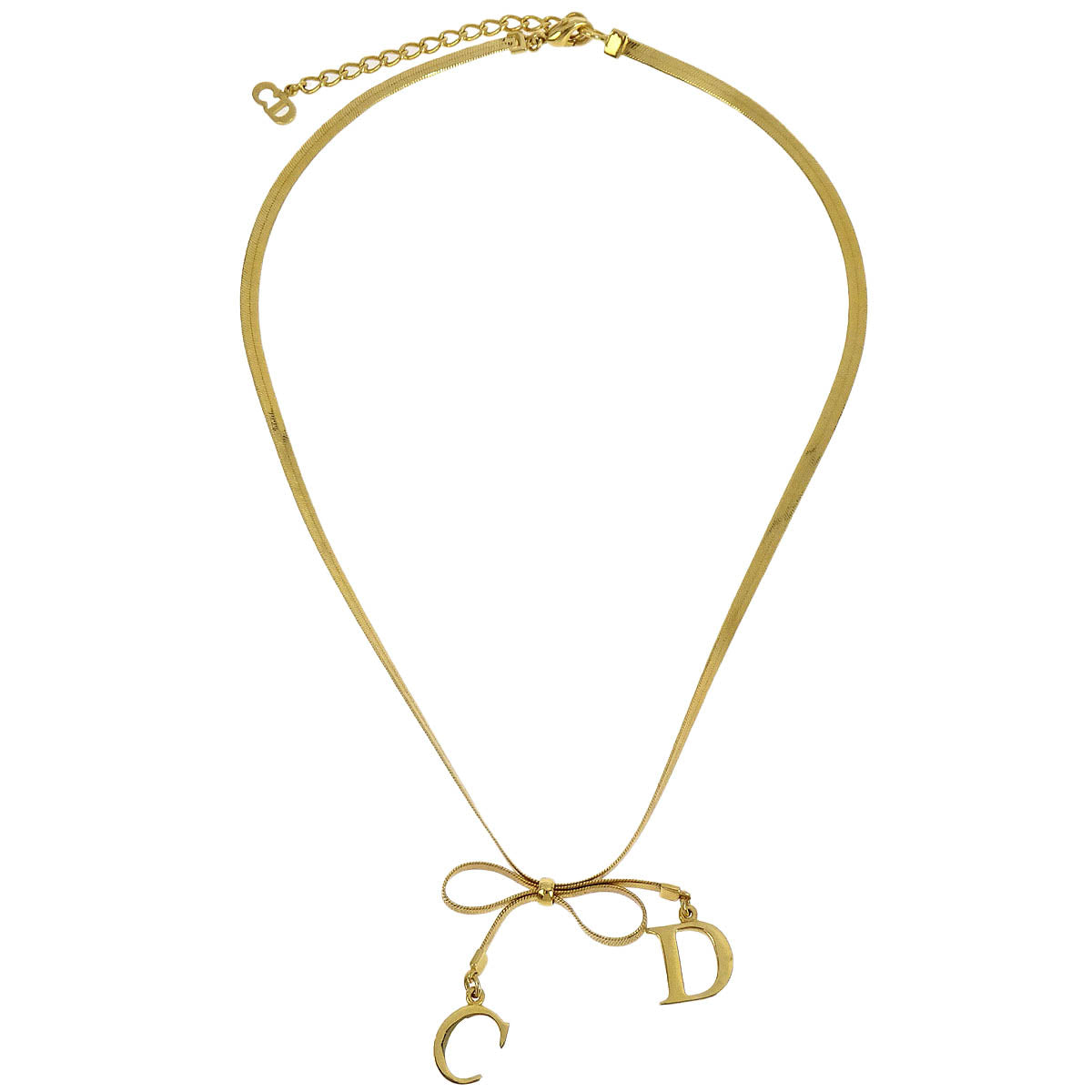 Christian Dior Necklace Pendant Bow Gold