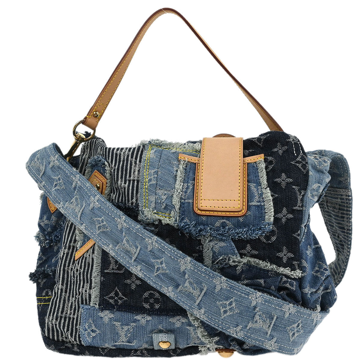 Louis Vuitton * Blue Monogram Denim Patchwork Postie M95374