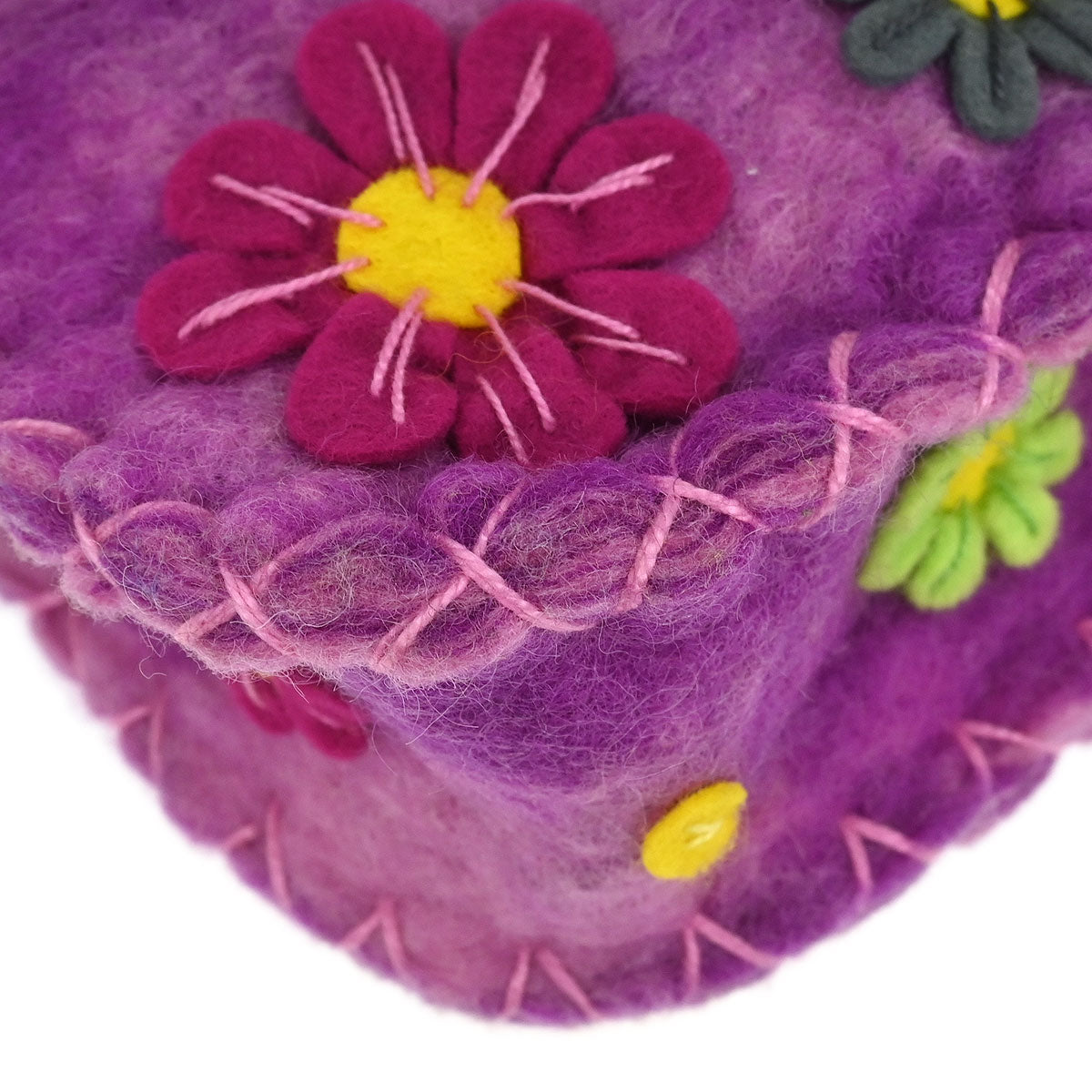 Fendi Purple Wool Floral Handbag