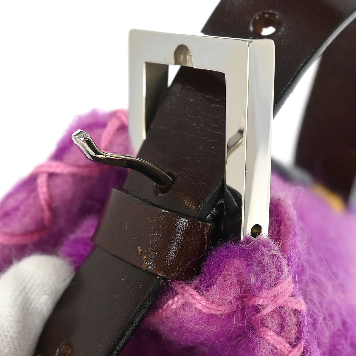 Fendi Purple Wool Floral Handbag