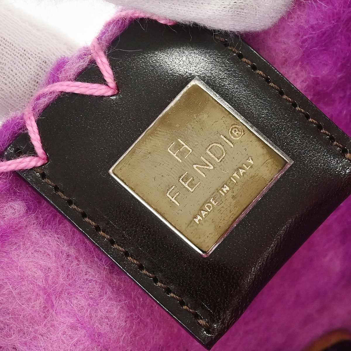 Fendi Purple Wool Floral Handbag