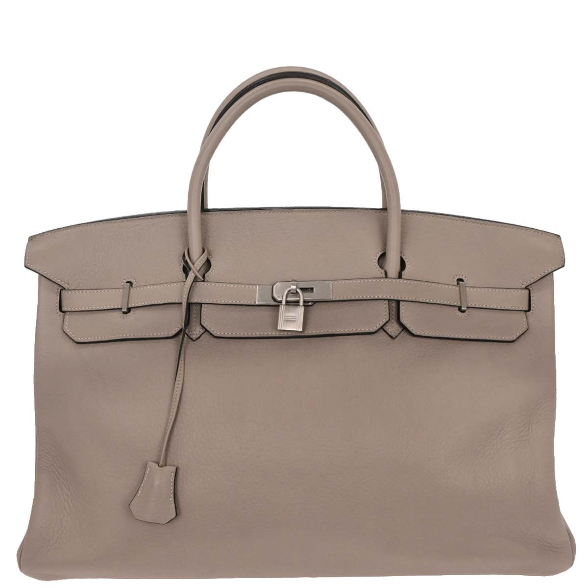Hermes Tourterelle Taurillon Clemence Birkin 45 Handbag