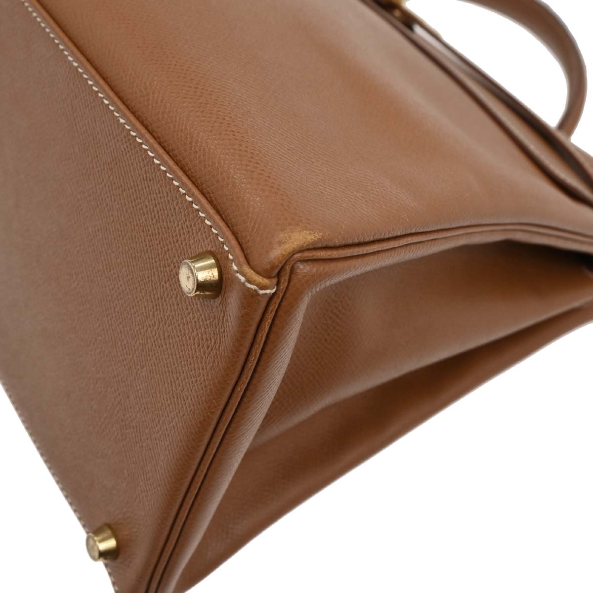 Hermes Gold Courchevel Kelly 40 Retourne 2way Shoulder Handbag