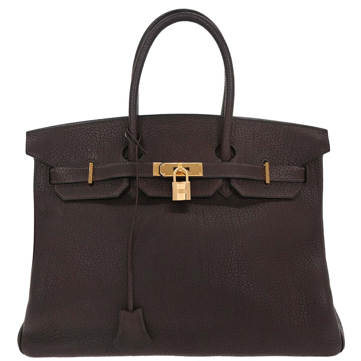 Hermes Chocolat Fjord Birkin 35 Handbag