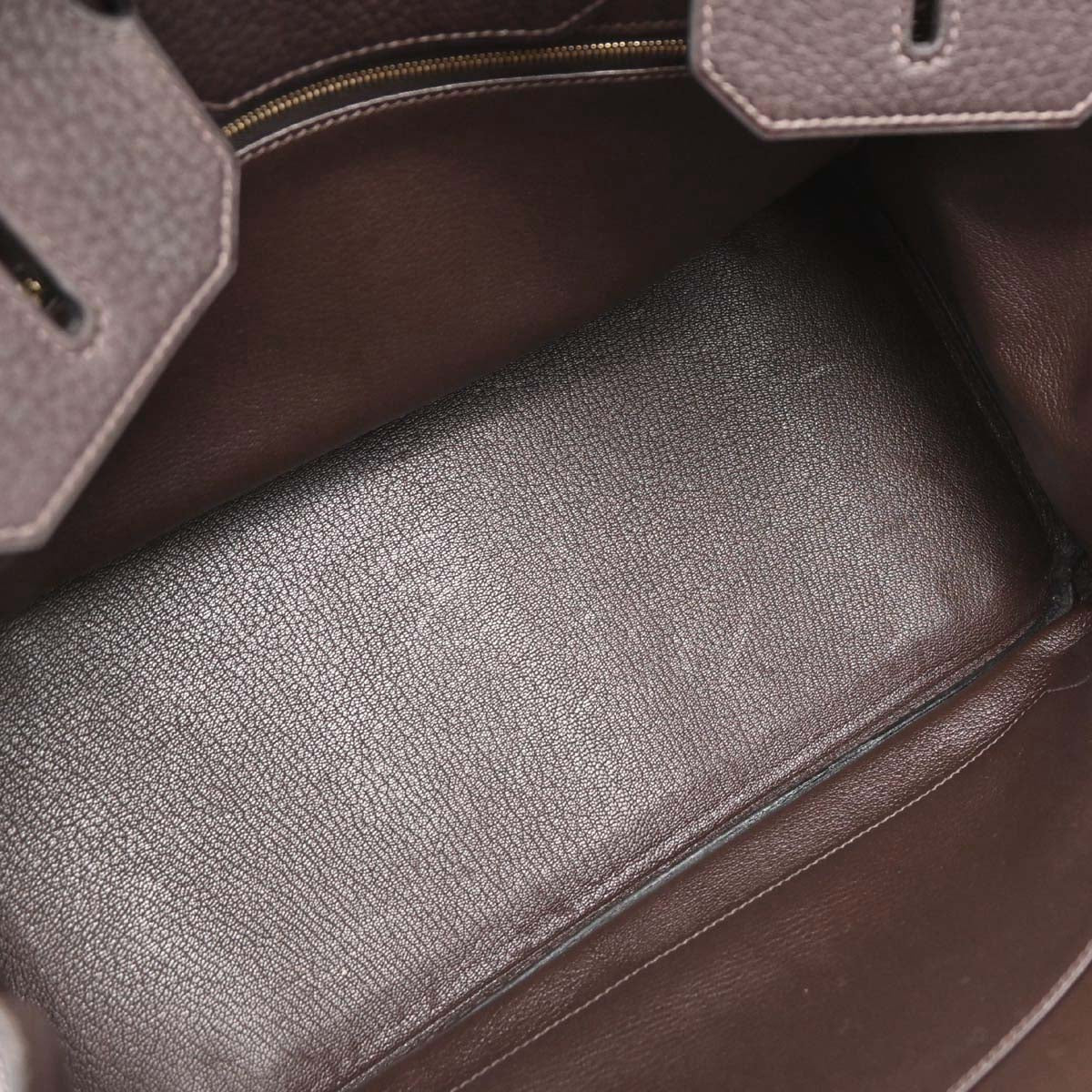 Hermes Chocolat Fjord Birkin 35 Handbag