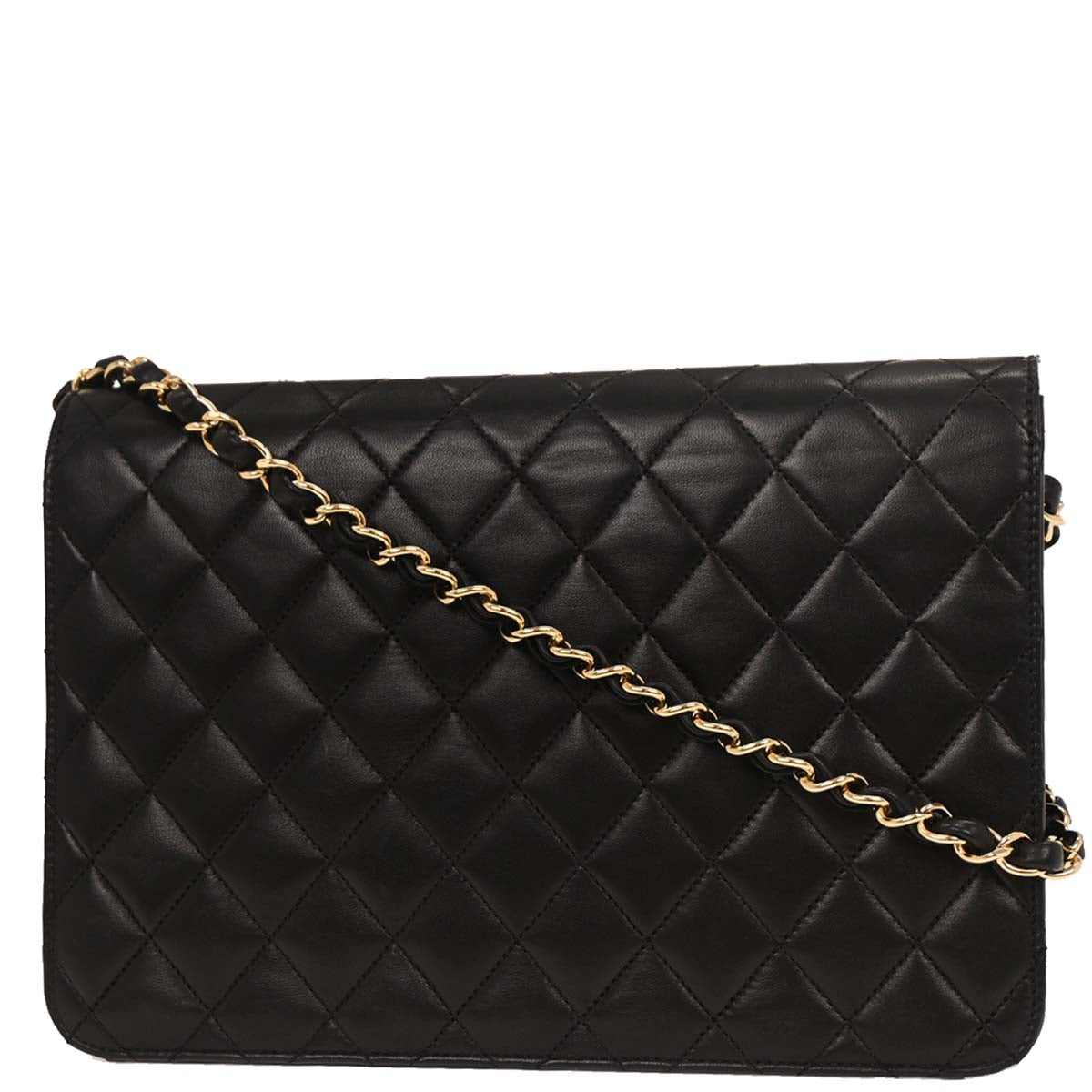 Chanel Black Lambskin Turnlock Medium Half Flap Shoulder Bag