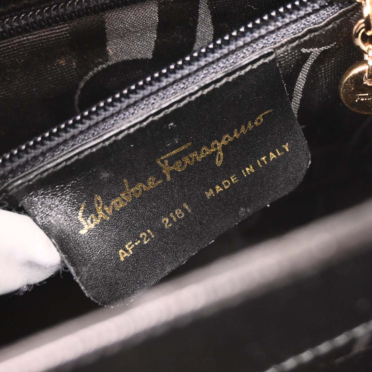 Salvatore Ferragamo Black Gancini 2way Shoulder Handbag