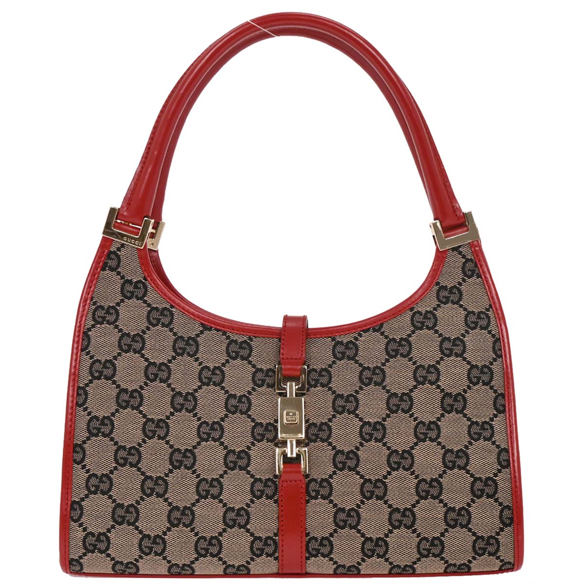 Gucci Gray Red Canvas GG Jackie Handbag