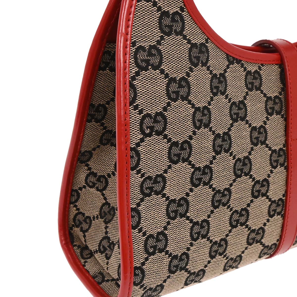 Gucci Gray Red Canvas GG Jackie Handbag