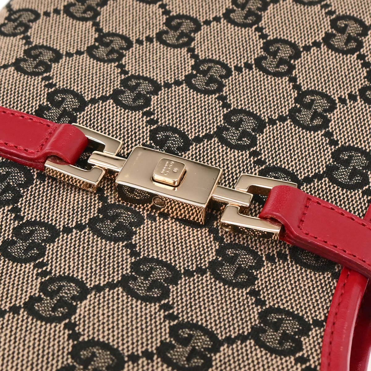 Gucci Gray Red Canvas GG Jackie Handbag
