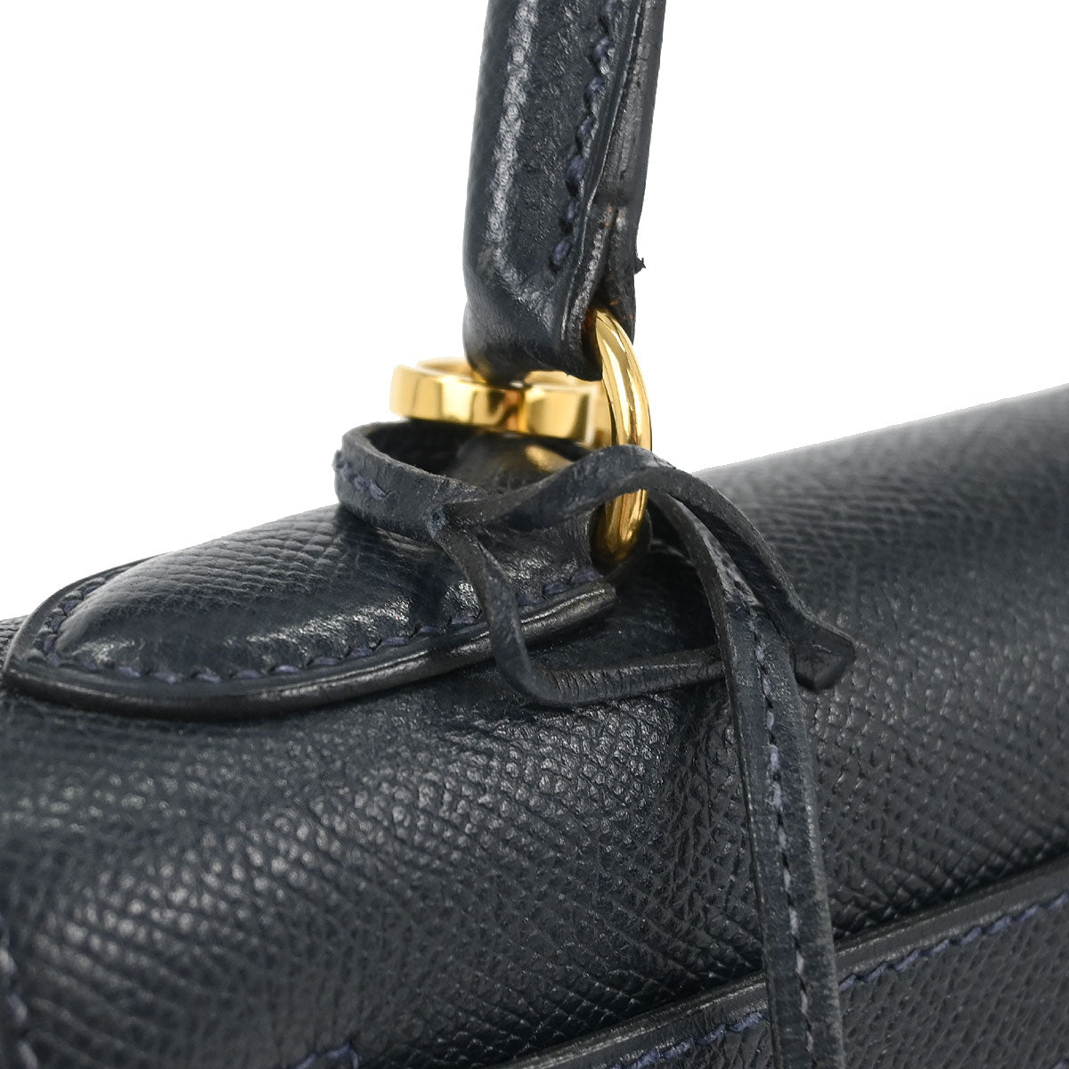 Hermes Blue Indigo Courchevel Kelly 28 Sellier 2way Shoulder Handbag