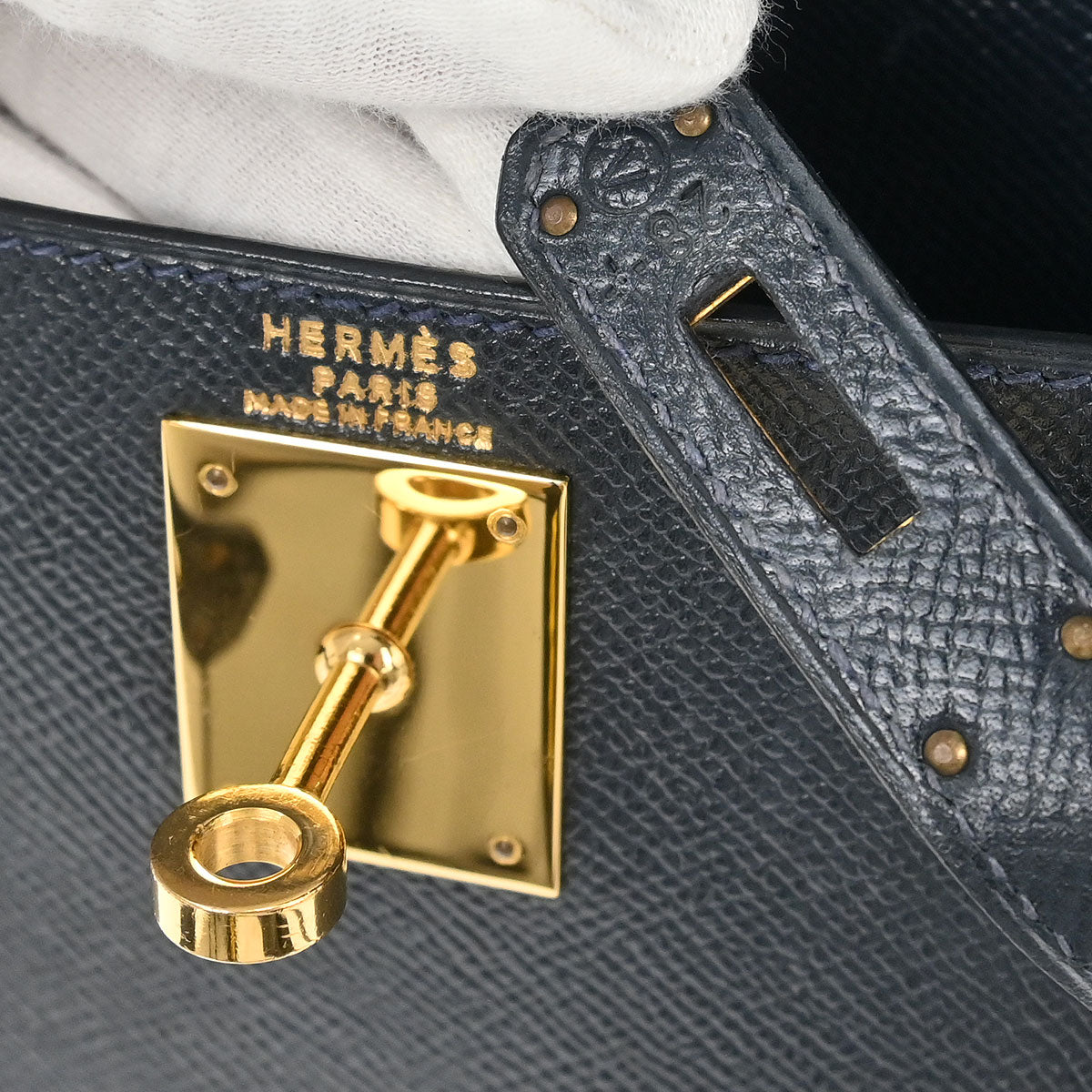 Hermes Blue Indigo Courchevel Kelly 28 Sellier 2way Shoulder Handbag