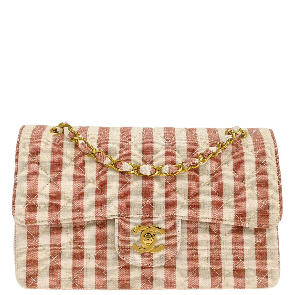 Chanel * Linen Small Classic Double Flap Shoulder Bag
