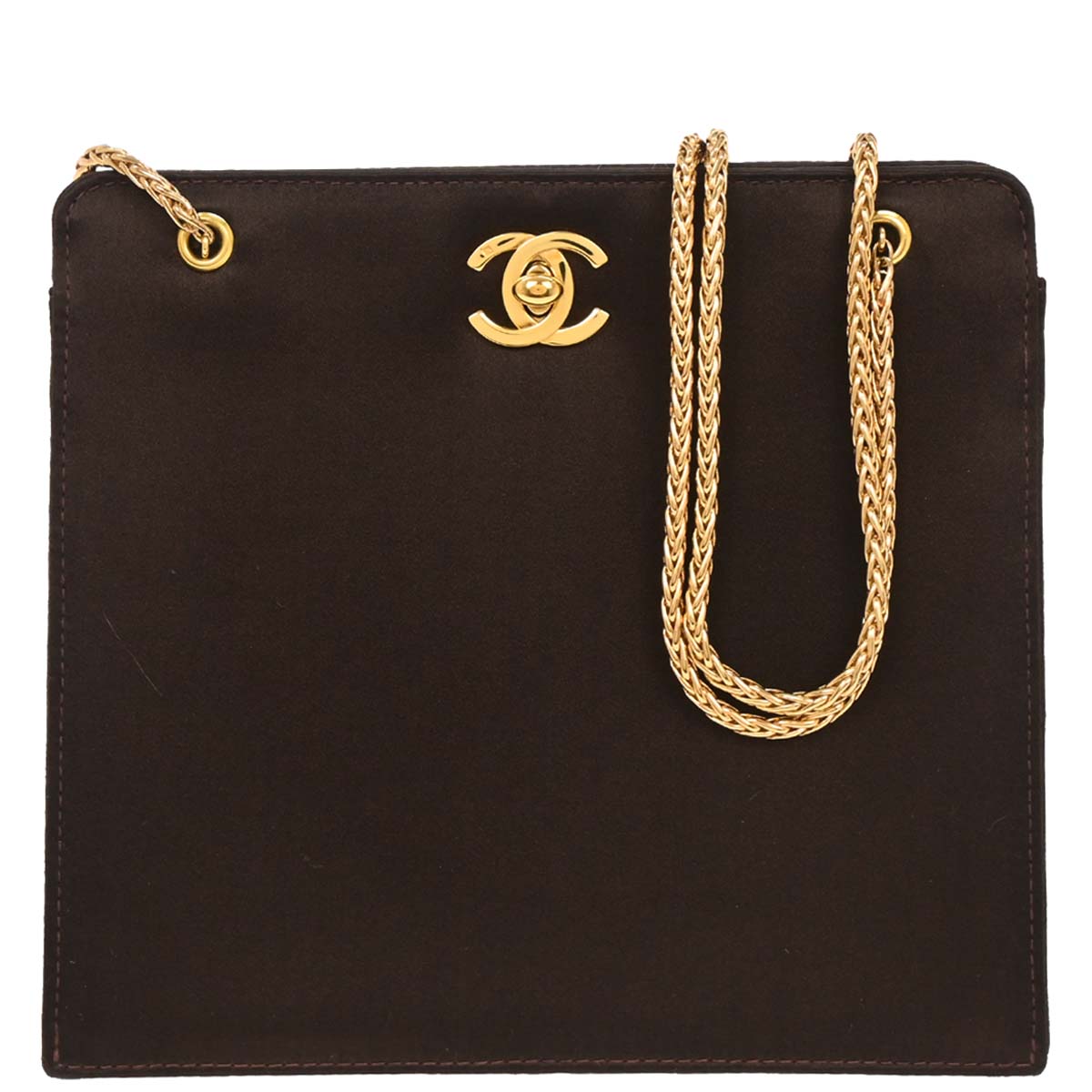 Chanel Brown Satin Shoulder Bag