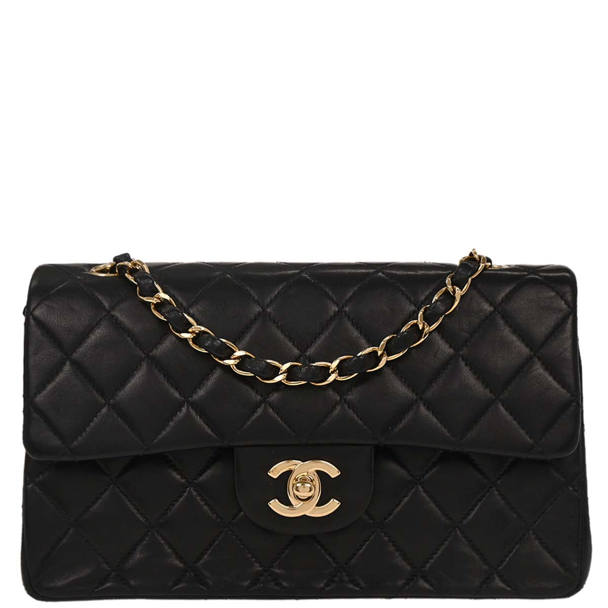 Chanel Black Lambskin Small Classic Double Flap Shoulder Bag