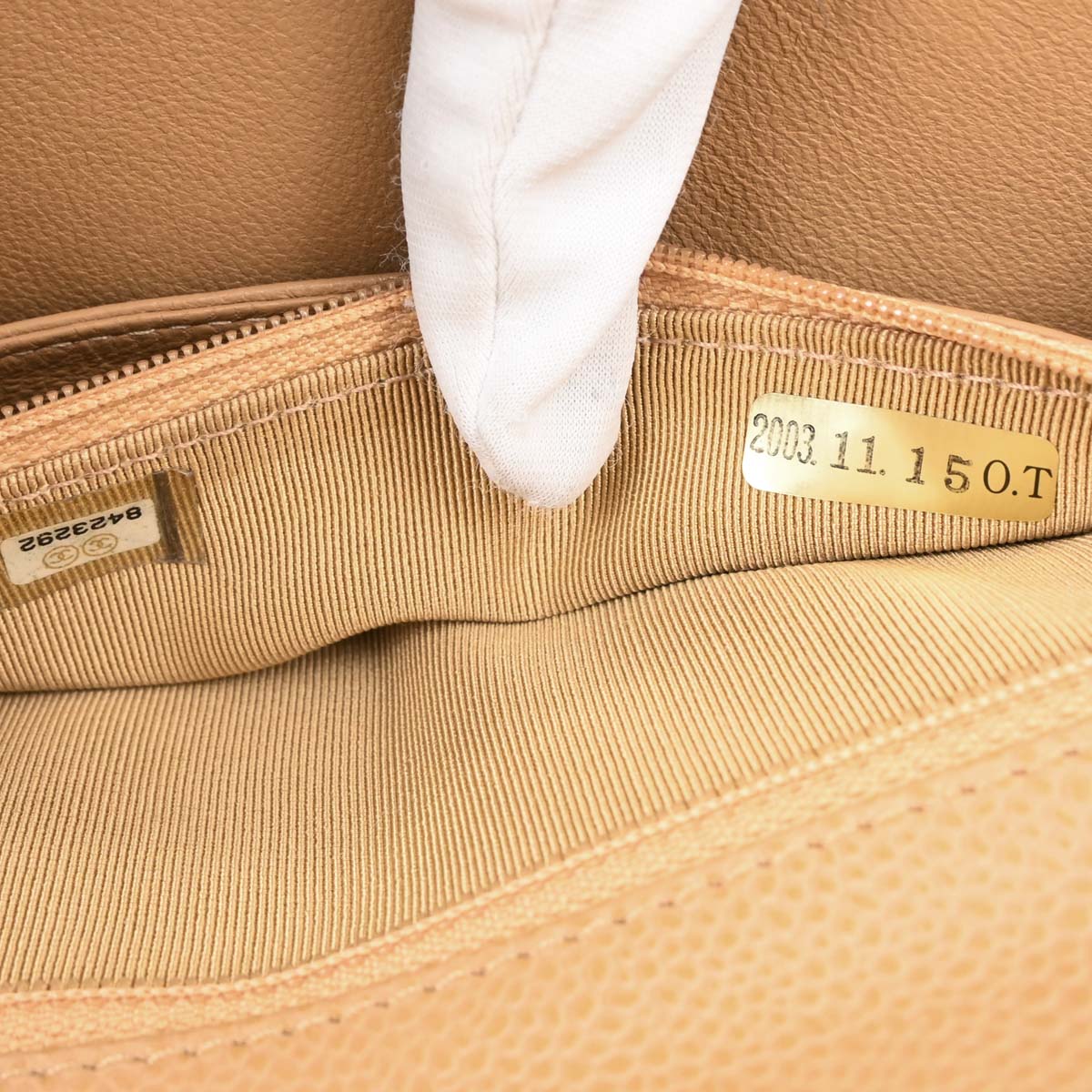 Chanel Beige Caviar Top Handle Handbag