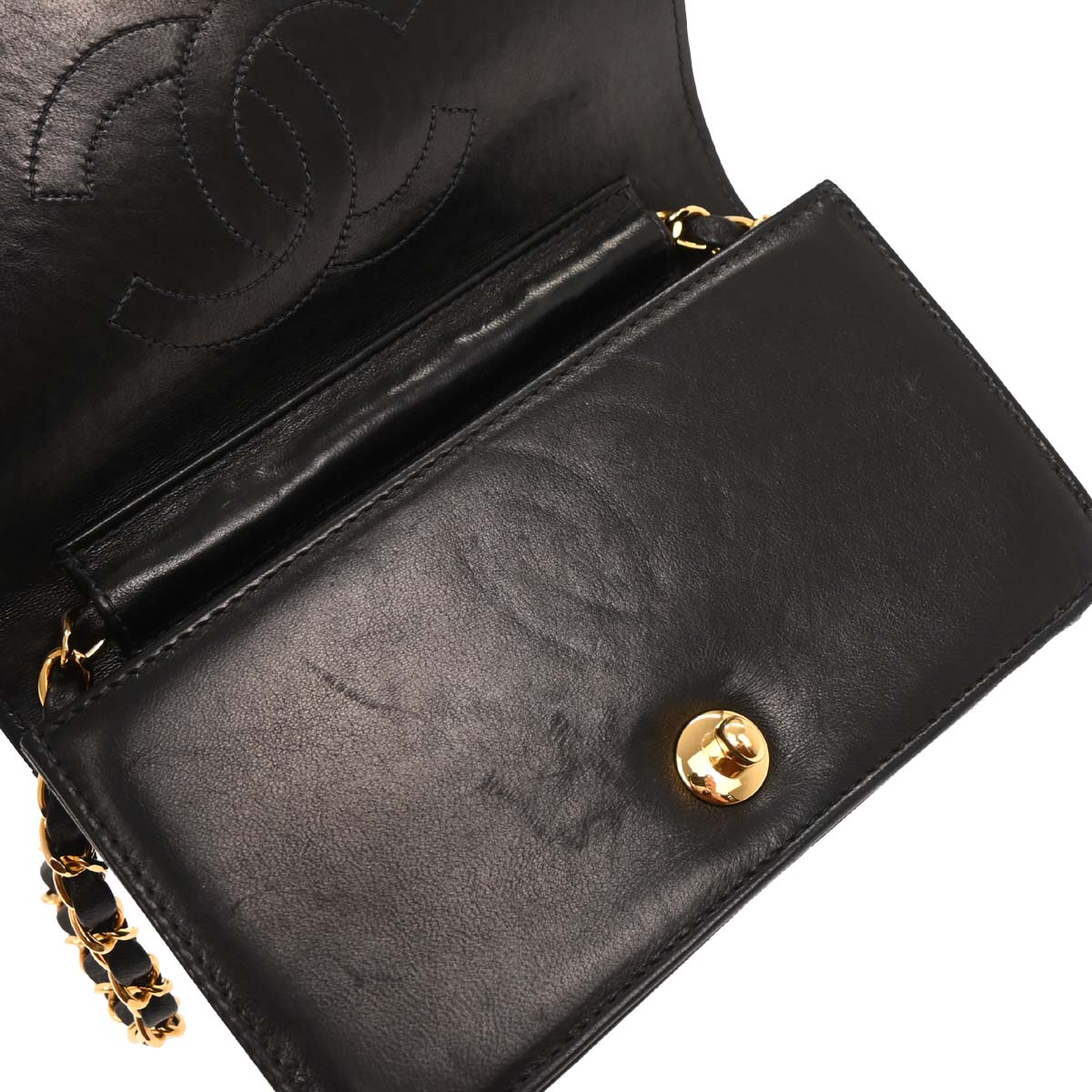 Chanel Black Lambskin Turnlock Mini Full Flap Shoulder Bag