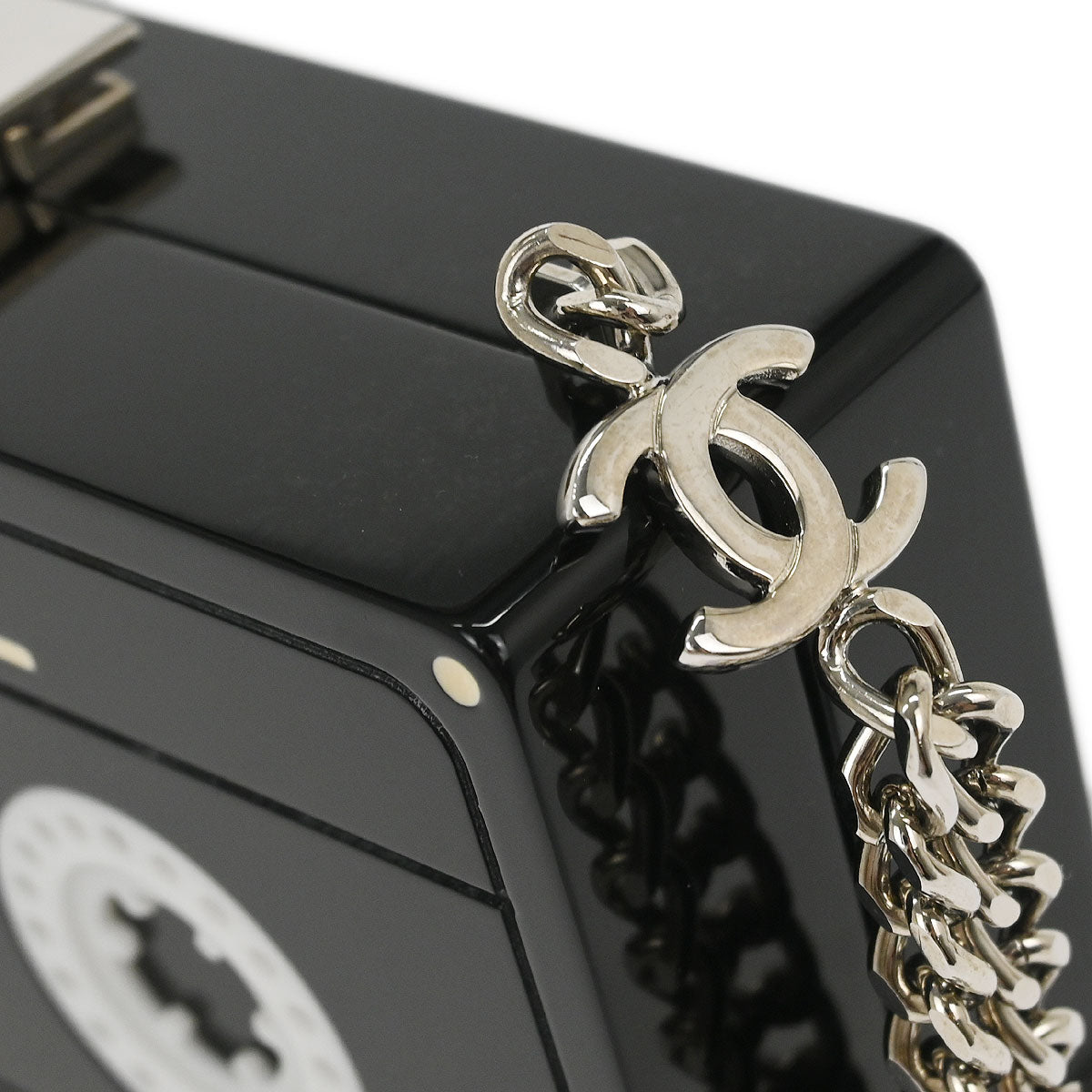 Chanel Black Acrylic Cassette Tape Clutch Bag