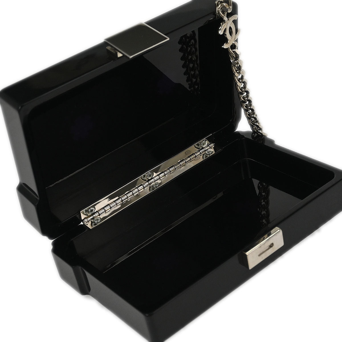 Chanel Black Acrylic Cassette Tape Clutch Bag
