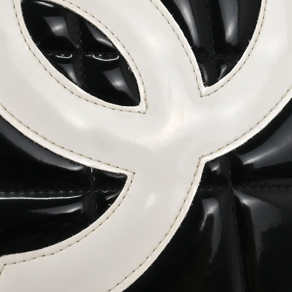 Chanel Black Patent Leather Round Vanity Handbag