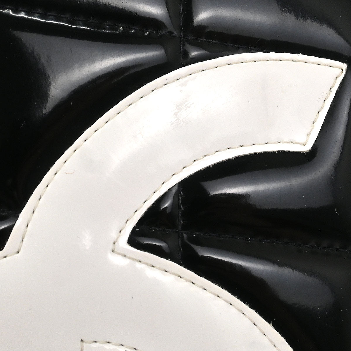 Chanel Black Patent Leather Round Vanity Handbag