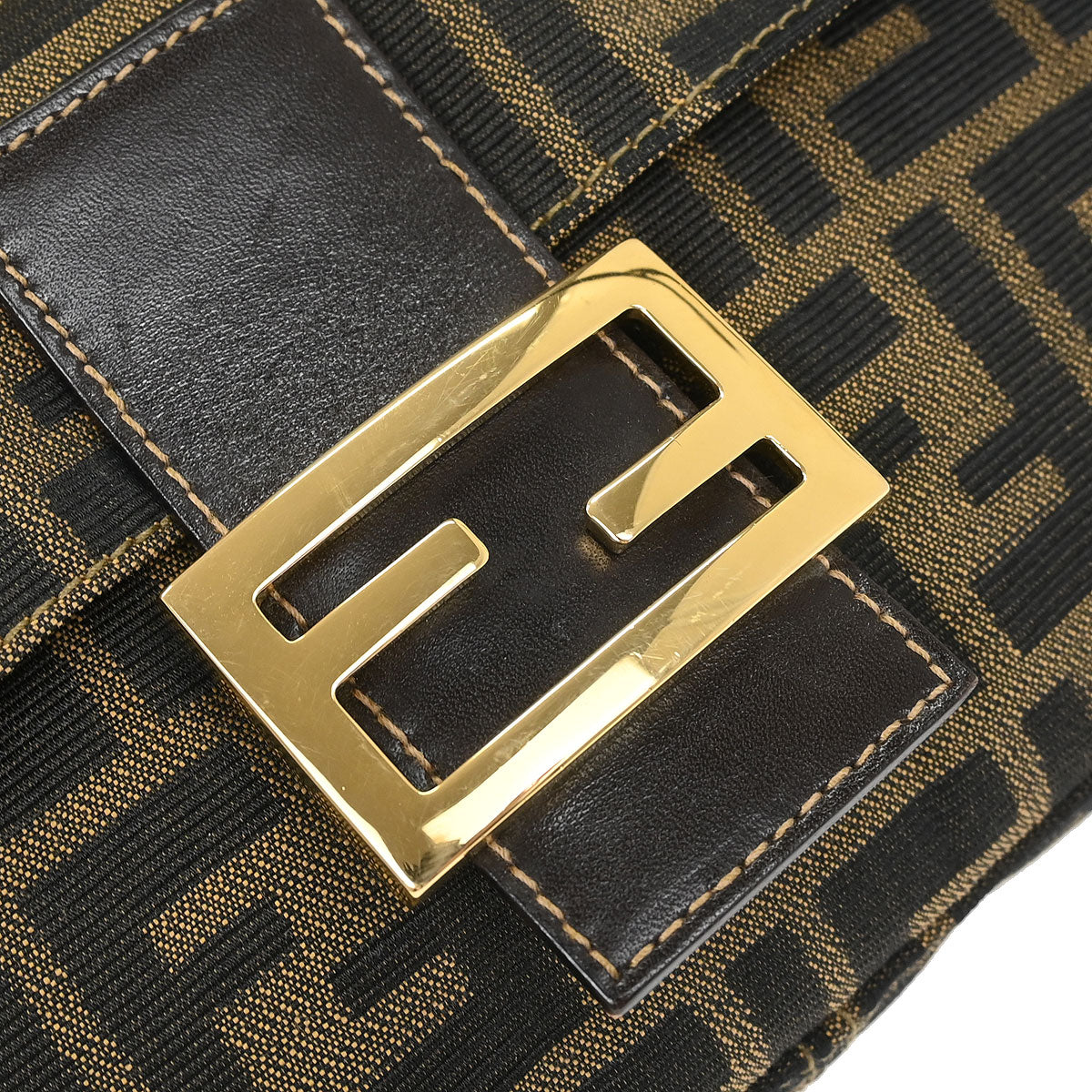 Fendi Brown Canvas Zucca Mamma Baguette Handbag