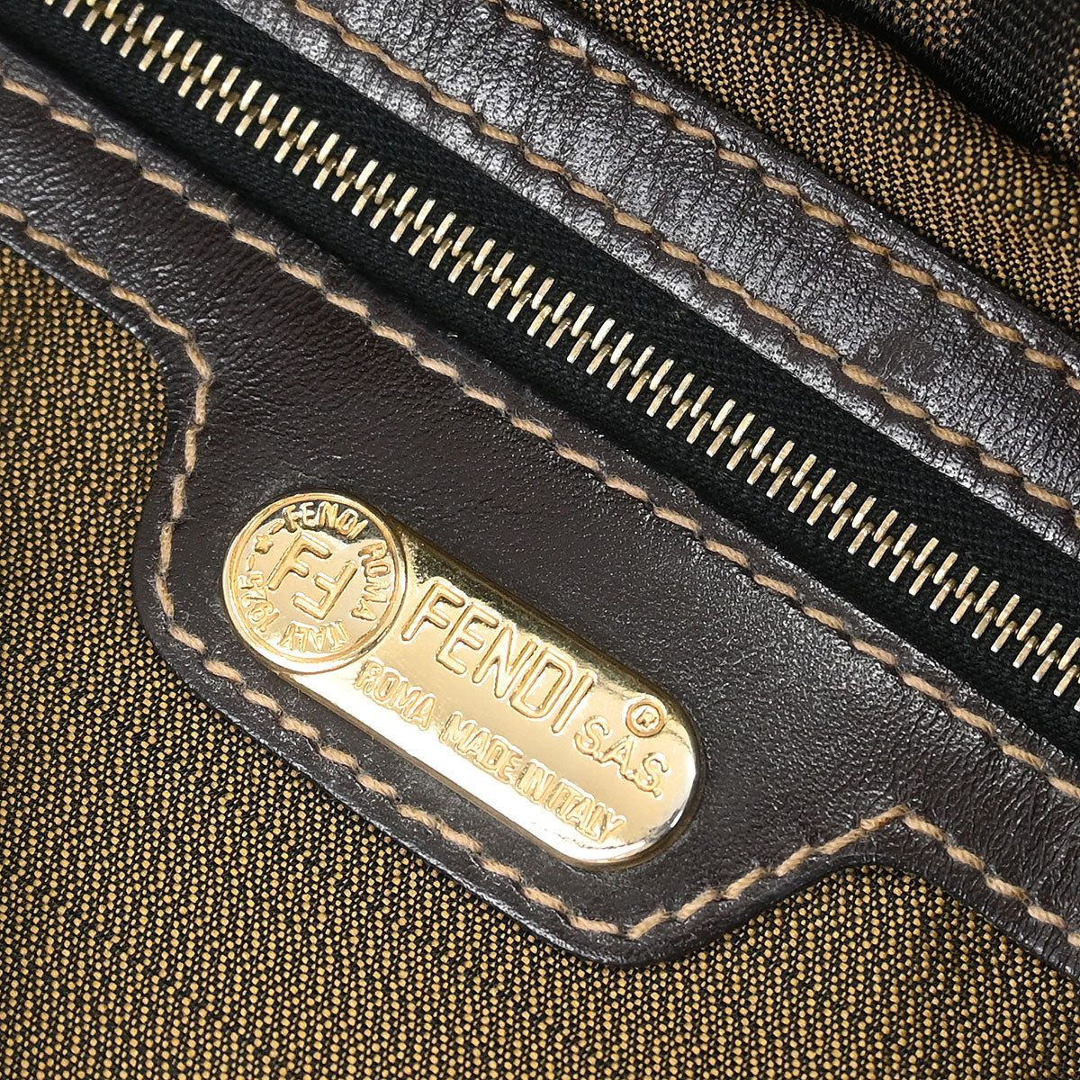 Fendi Brown Canvas Zucca Mamma Baguette Handbag
