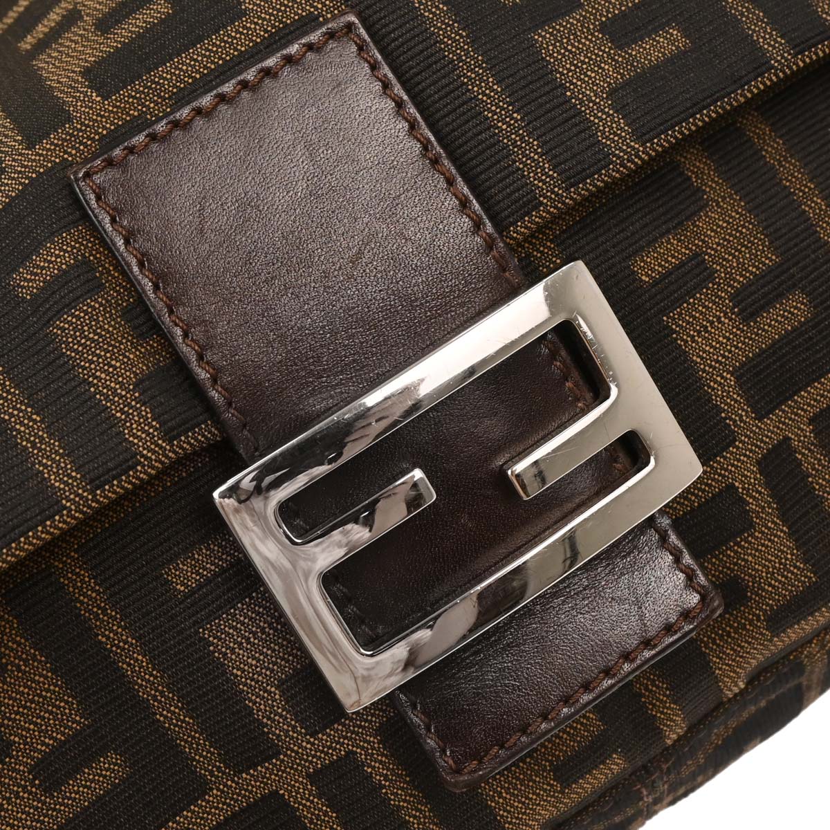 Fendi Brown Canvas Zucca Mamma Baguette Handbag