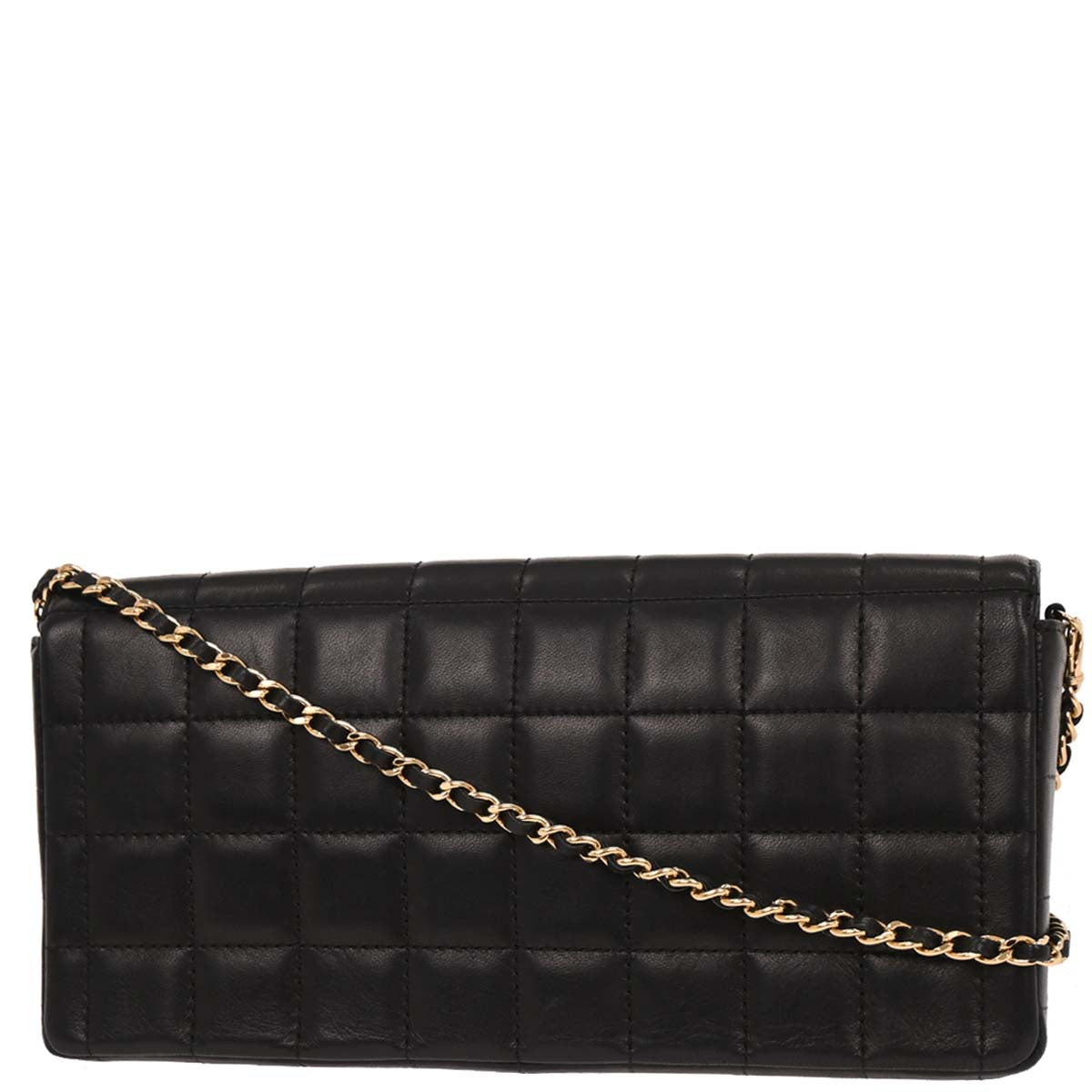 Chanel Black Lambskin East West Choco Bar Shoulder Bag