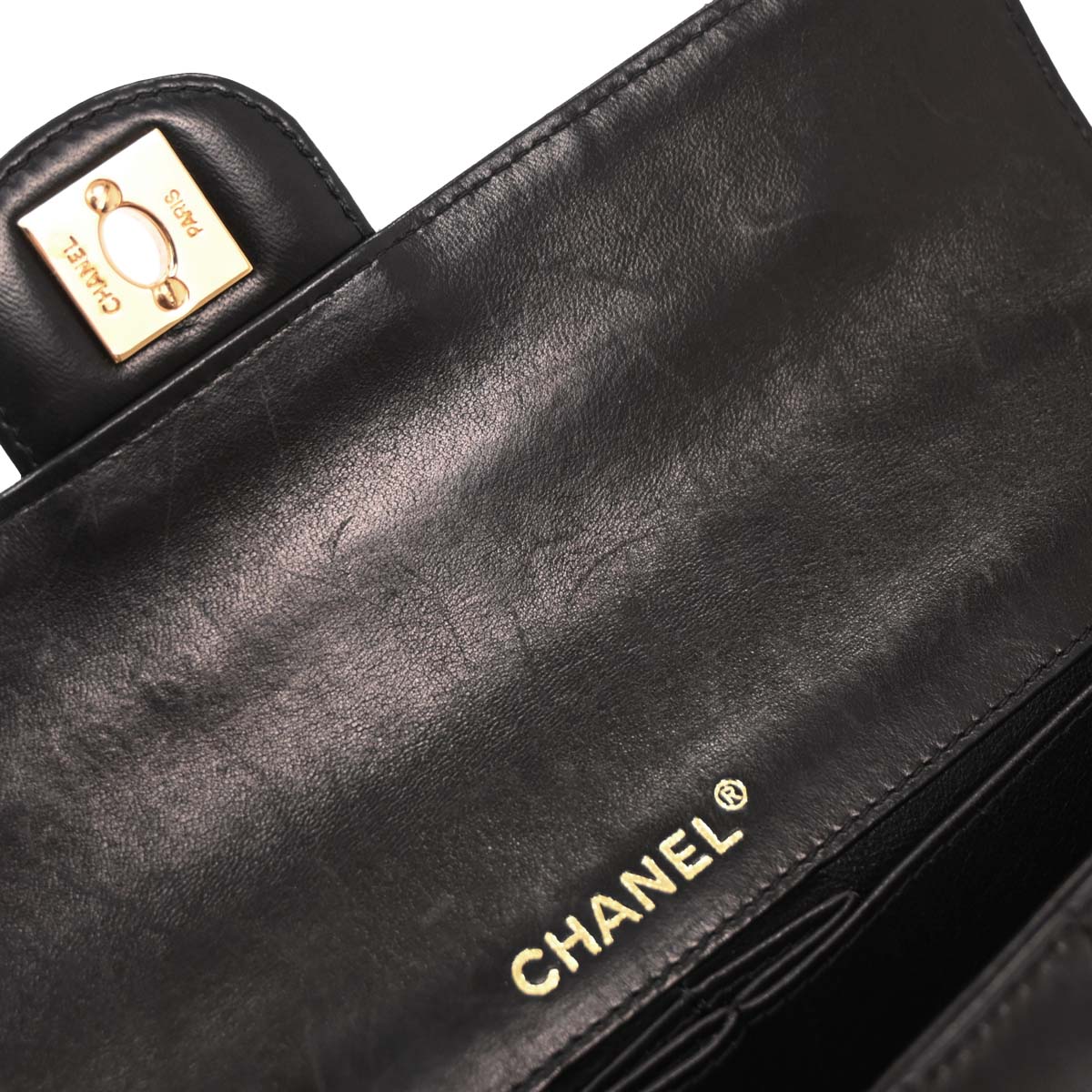 Chanel Black Lambskin East West Choco Bar Shoulder Bag