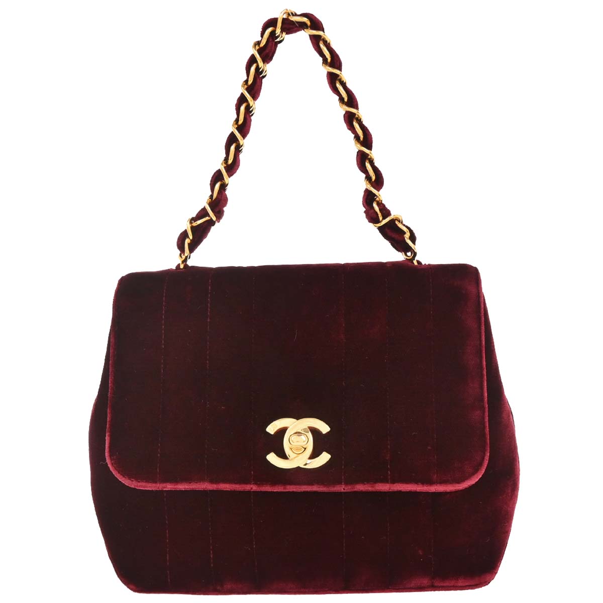 Chanel Bordeaux Velvet Mademoiselle Chain Handbag