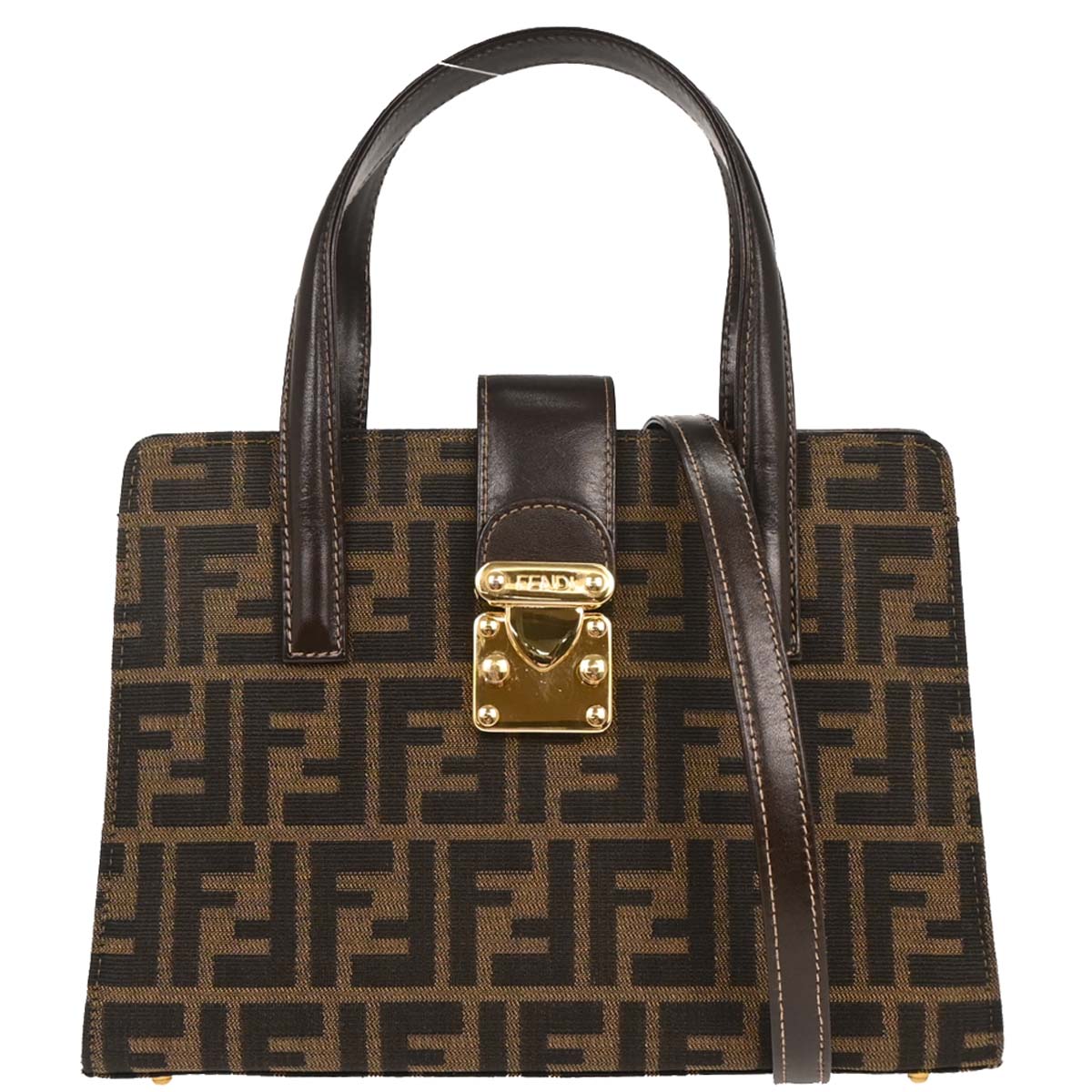 Fendi Brown Zucca 2way Shoulder Tote Handbag