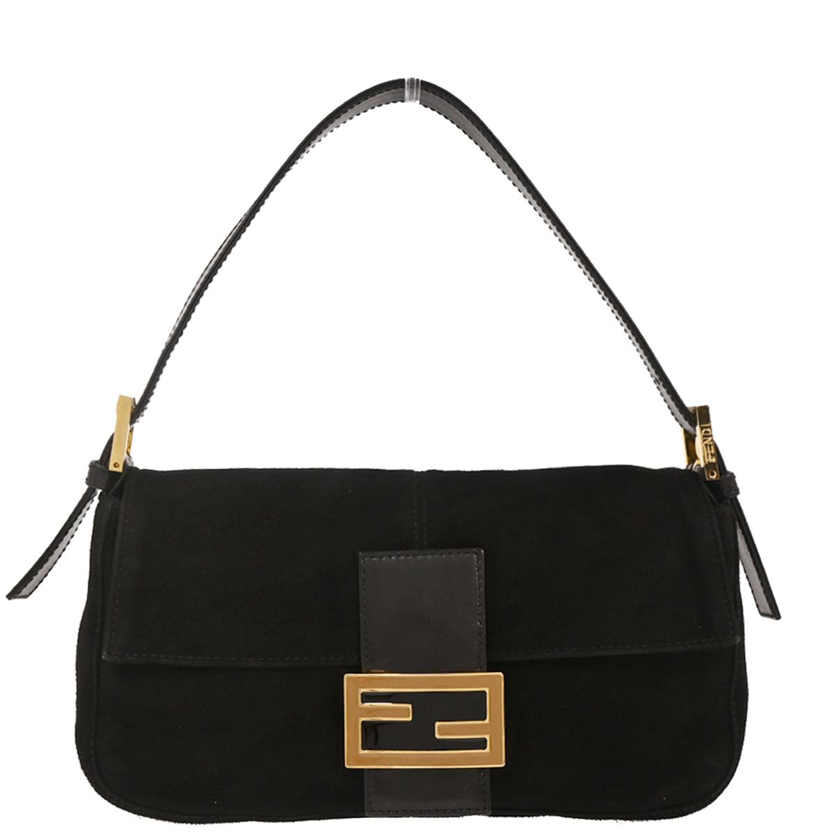 Fendi Black Suede Baguette Handbag