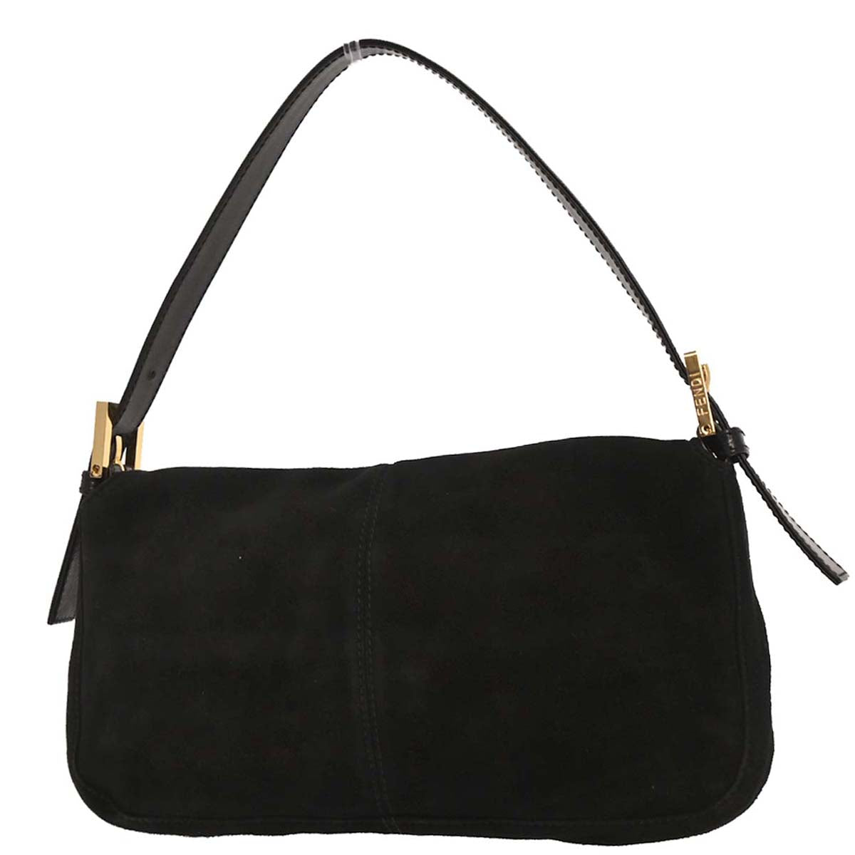 Fendi Black Suede Baguette Handbag