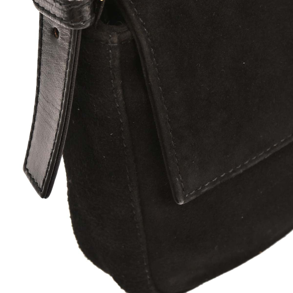 Fendi Black Suede Baguette Handbag