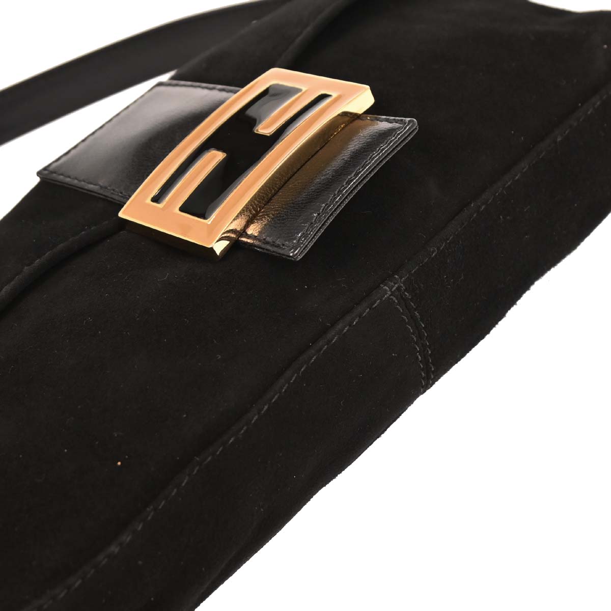 Fendi Black Suede Baguette Handbag
