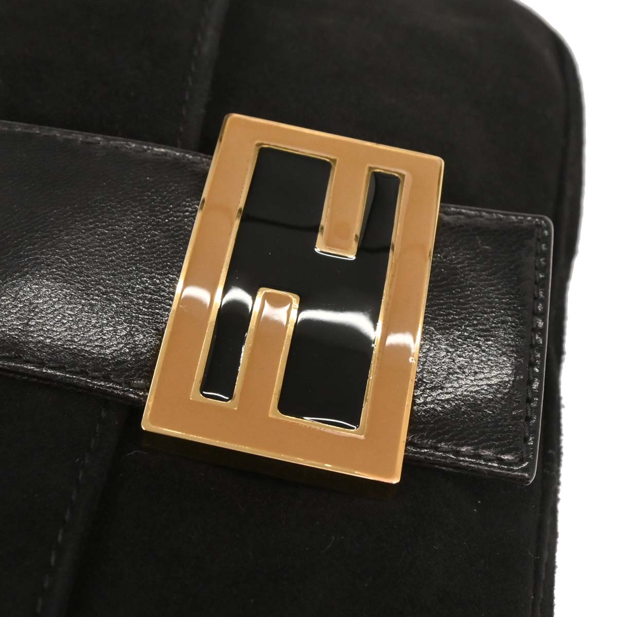 Fendi Black Suede Baguette Handbag