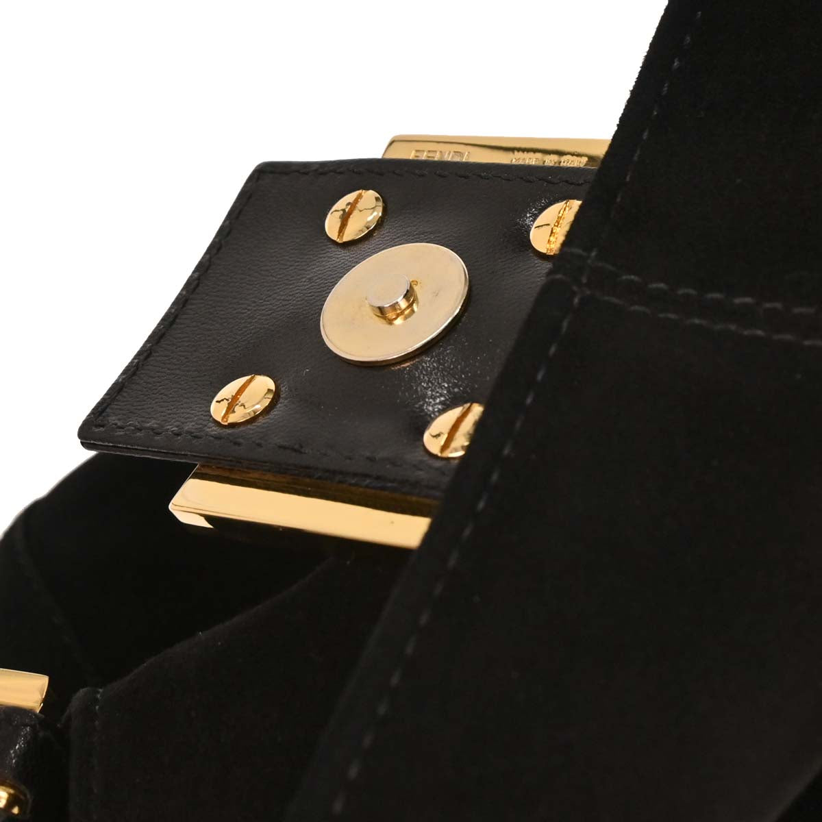 Fendi Black Suede Baguette Handbag